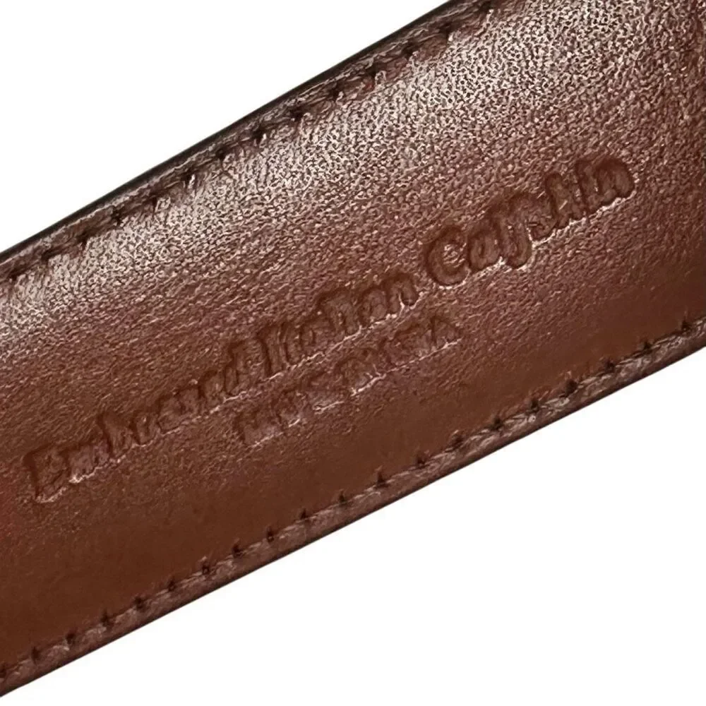Torino  black leather calfskin brass buckle belt